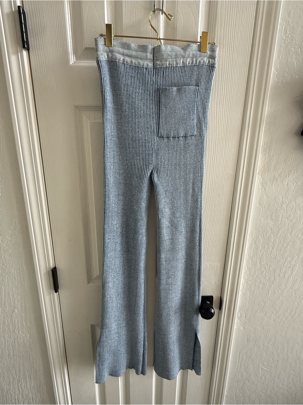JLUXLABEL Light Blue Ribbed Knit Pants - Picture 2 of 3